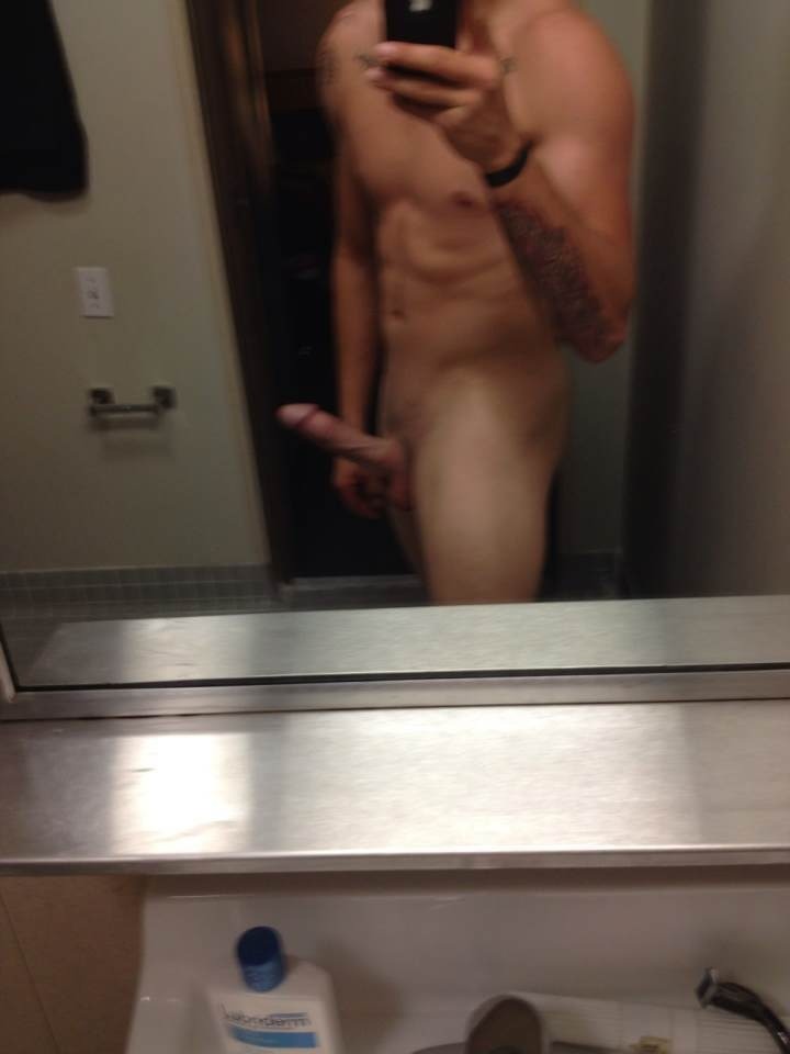  stiff penis in mirror.